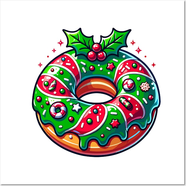 Festive Christmas Donut Delight - Holiday Inspired Treat Wall Art by TeeShirt_Expressive